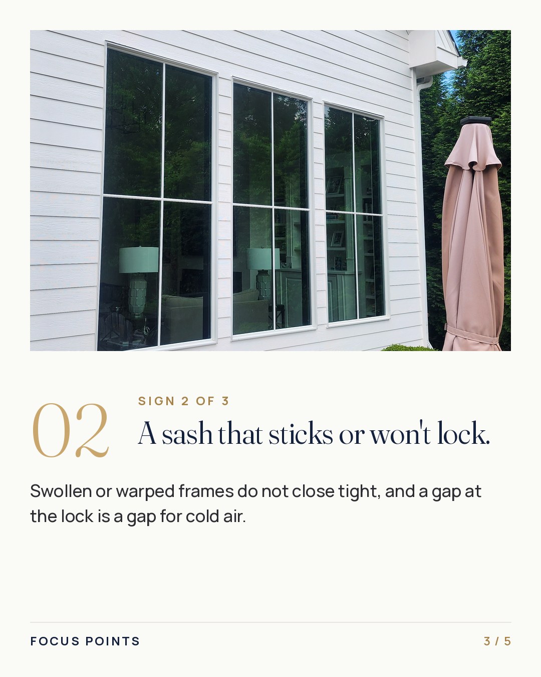 Focus Points carousel slide: a sash that sticks or won't lock